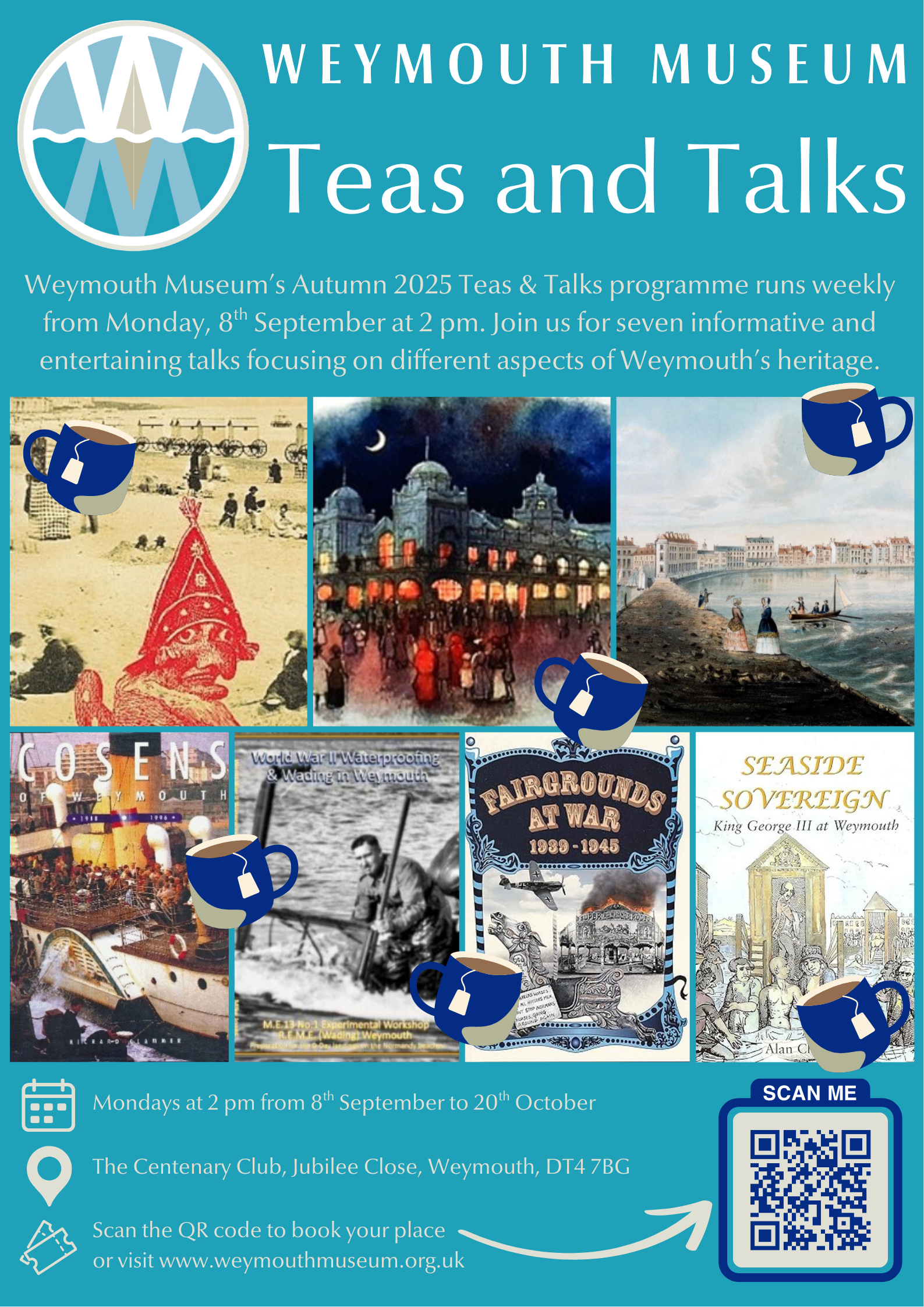 Teas and talks poster with information contained within the text of this page